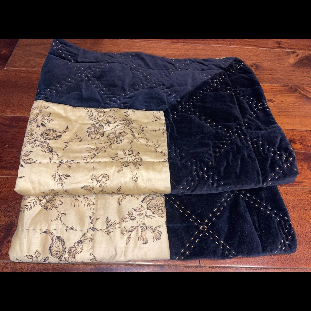 Peking Handicraft 100% Cotton Black, Gold Toile Velvet Border 2 Standard Shams